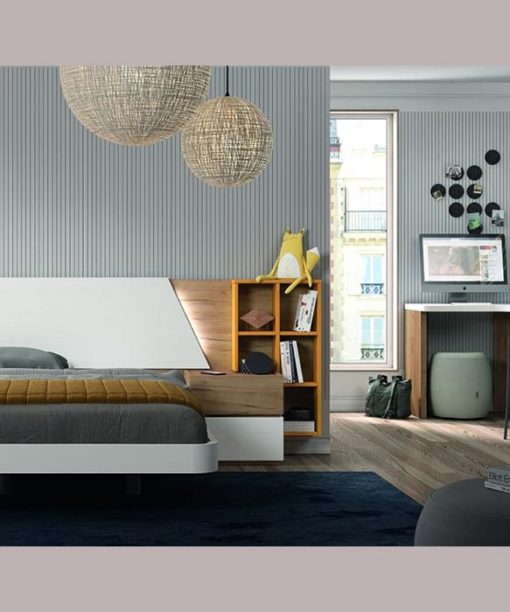 DORMITORIO MADERA CABECERO-DANEB,-MESITA-CUBO-Y-BANCADA CURVA DETALLE LED