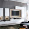 MUEBLE SALON CON PANEL TV Y VITRINAS
