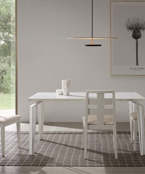 MESA COMEDOR ARCO DETALLE FIJA BLANCA