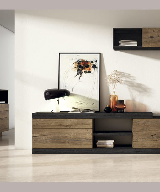 MUEBLE SALON TV ATAMBORADO DETALLE TV