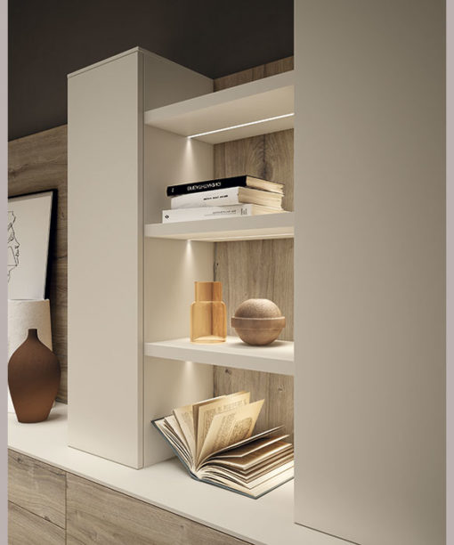 MUEBLE SALON TV PANEL ESTANTES DETALLE ESTANTES