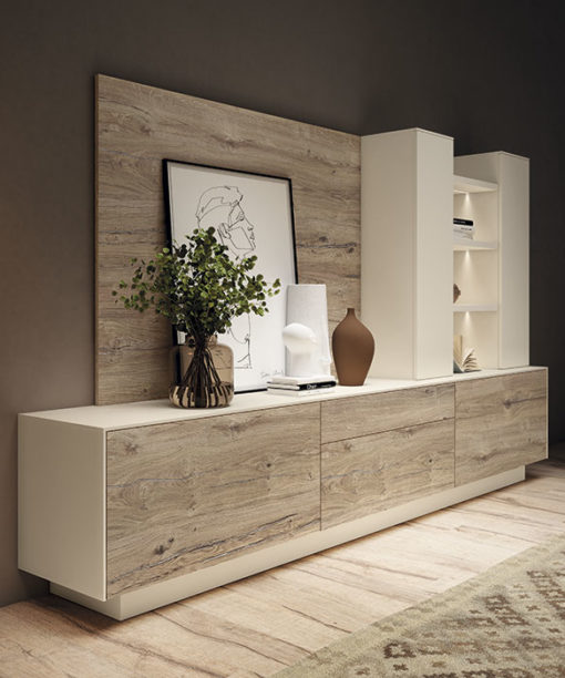 MUEBLE SALON TV PANEL ESTANTES DETALLE PANEL