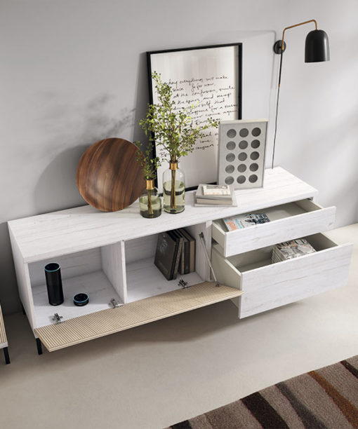 MUEBLE SALON TV RAYADO DETALLE ABIERTO