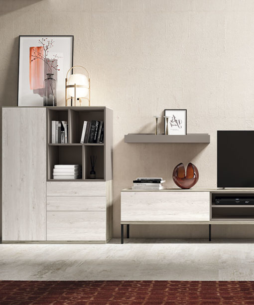 MUEBLE SALON TV RAYADO DETALLE BLANCO