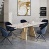 Mesa comedor porcelánica pata madera
